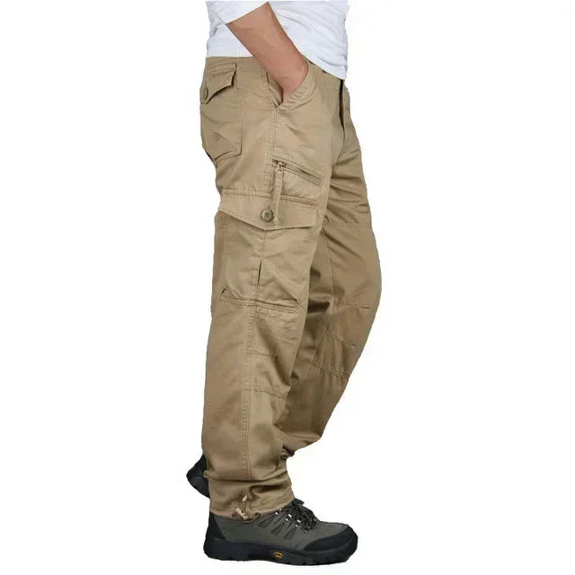 Women's Hiking and Camping Pants - Cotton Cargo, Straight Overalls with Multiple Pockets, Loose Military Style