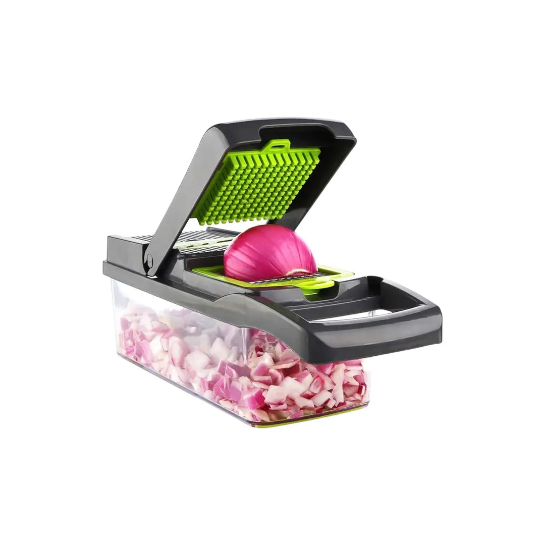 Cortador de verduras profesional, mandolina de cocina multifunción 12 en 1, 7 cuchillas de acero inoxidable reemplazables, para cortar alimentos, frutas, verduras, patatas, cebollas, ✅ Envíos a España en 48/72 horas
