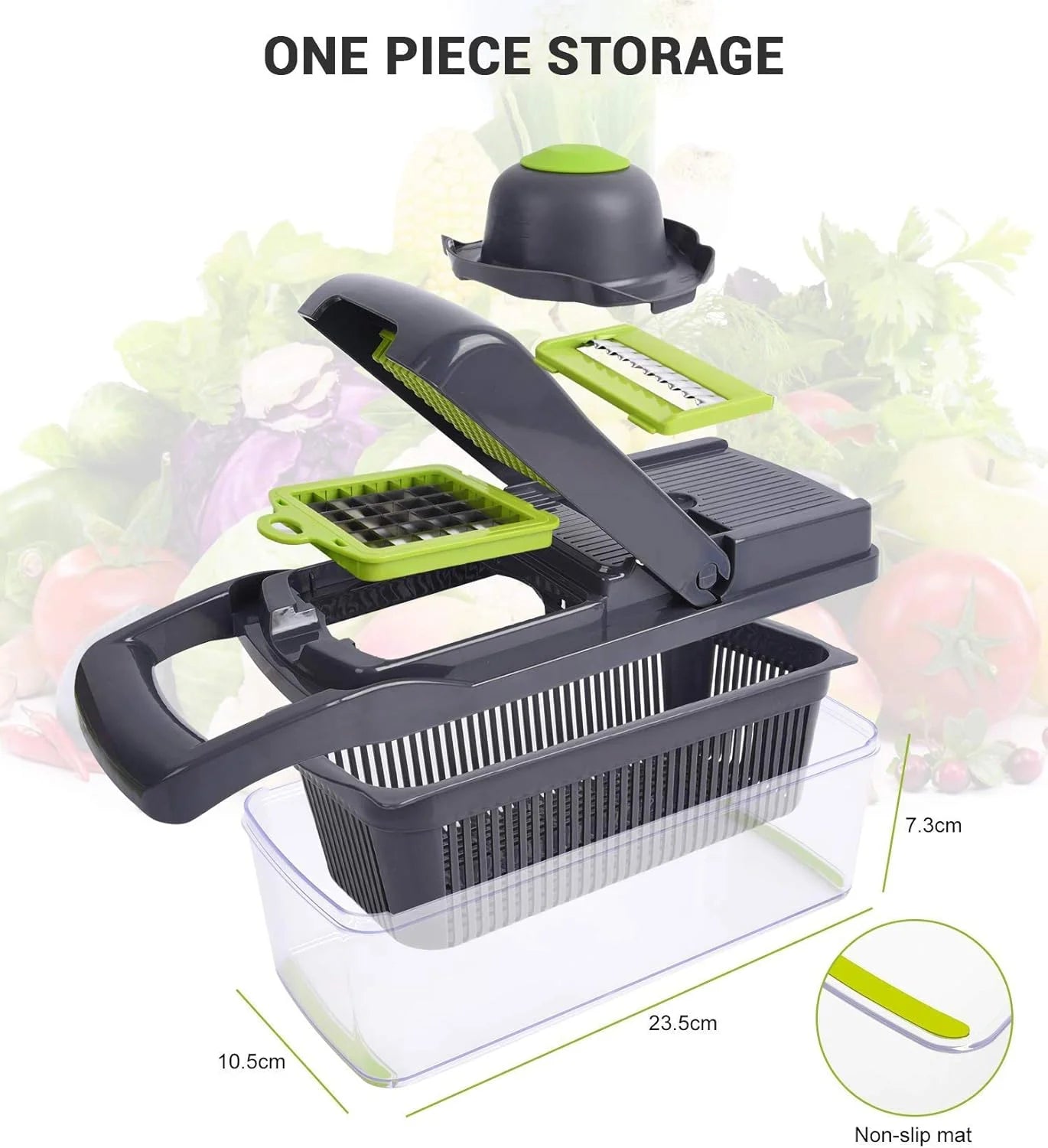 Cortador de verduras profesional, mandolina de cocina multifunción 12 en 1, 7 cuchillas de acero inoxidable reemplazables, para cortar alimentos, frutas, verduras, patatas, cebollas, ✅ Envíos a España en 48/72 horas
