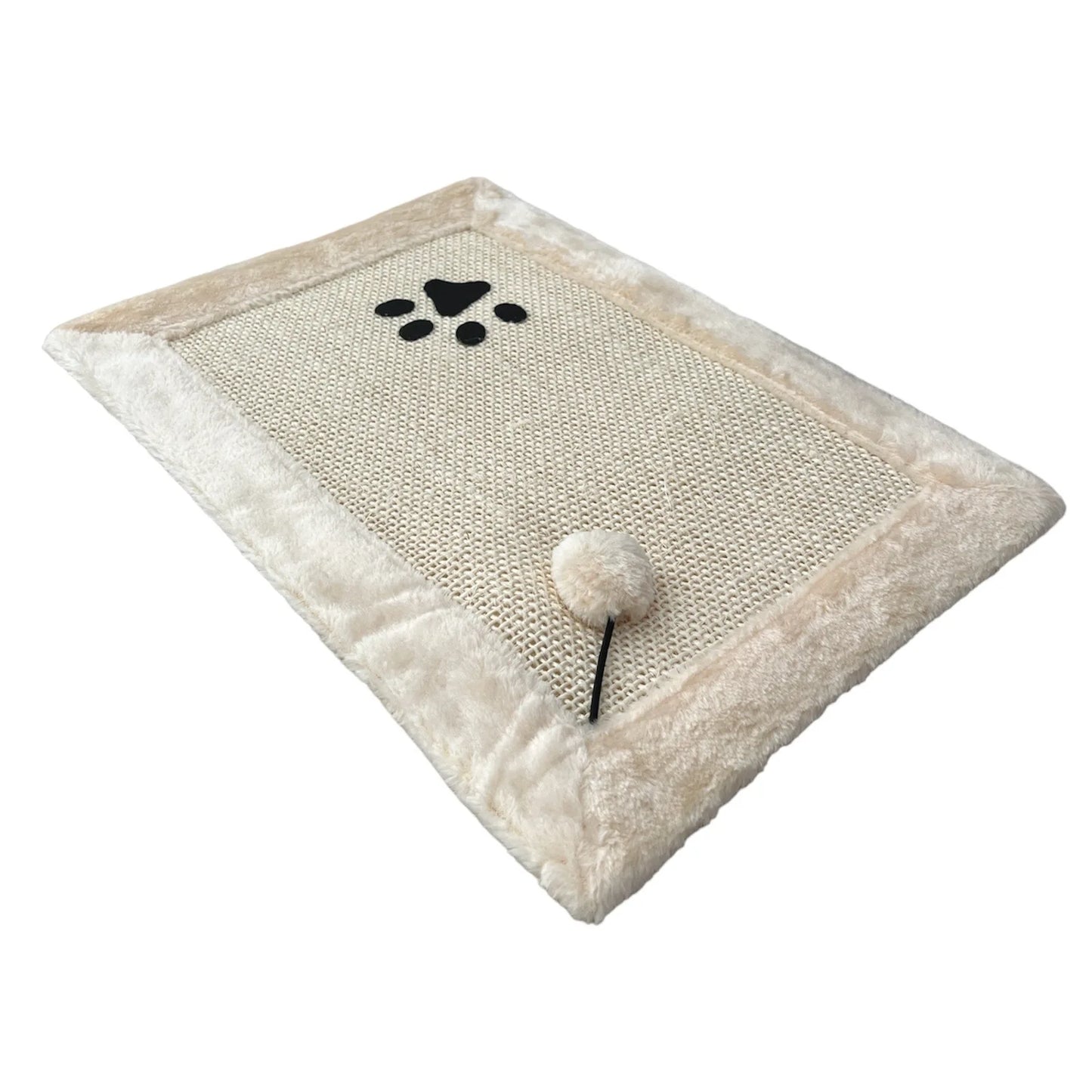 COTTECOT Alfombra para Gatos con Bola Beige 33x49 cm — Rascador de Pared Horizontal para Gatos, Protector de Sofá contra Arañazos, Protege Muebles y Esquinas. Estera de Sisal Rascadora para Esquinas de Sofá para Gatos