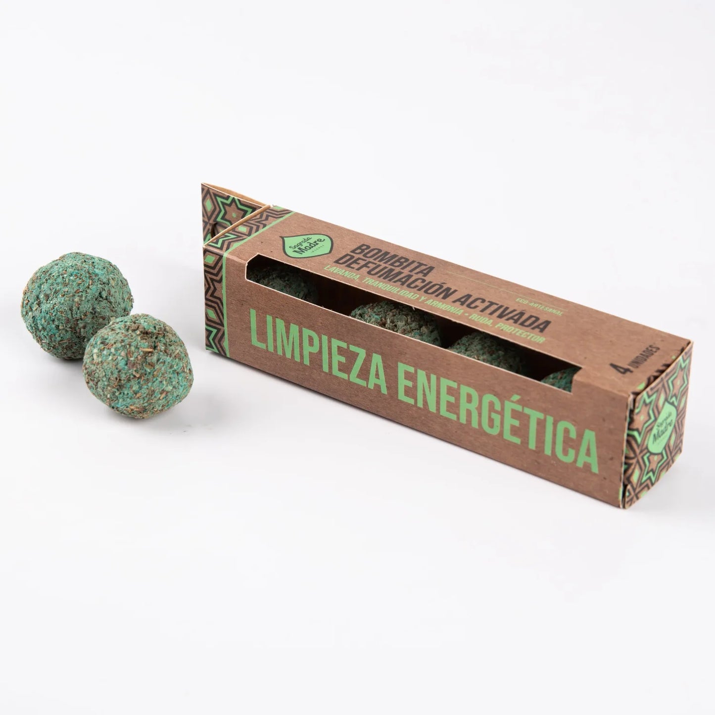 Sagrada Madre — Bombas de Limpieza Activada para Limpieza Energética, set de 4 bolas de incienso naturales con lavanda, incienso, mirra y romero para la purificación espiritual y la restauración de la armonía en tu hogar.