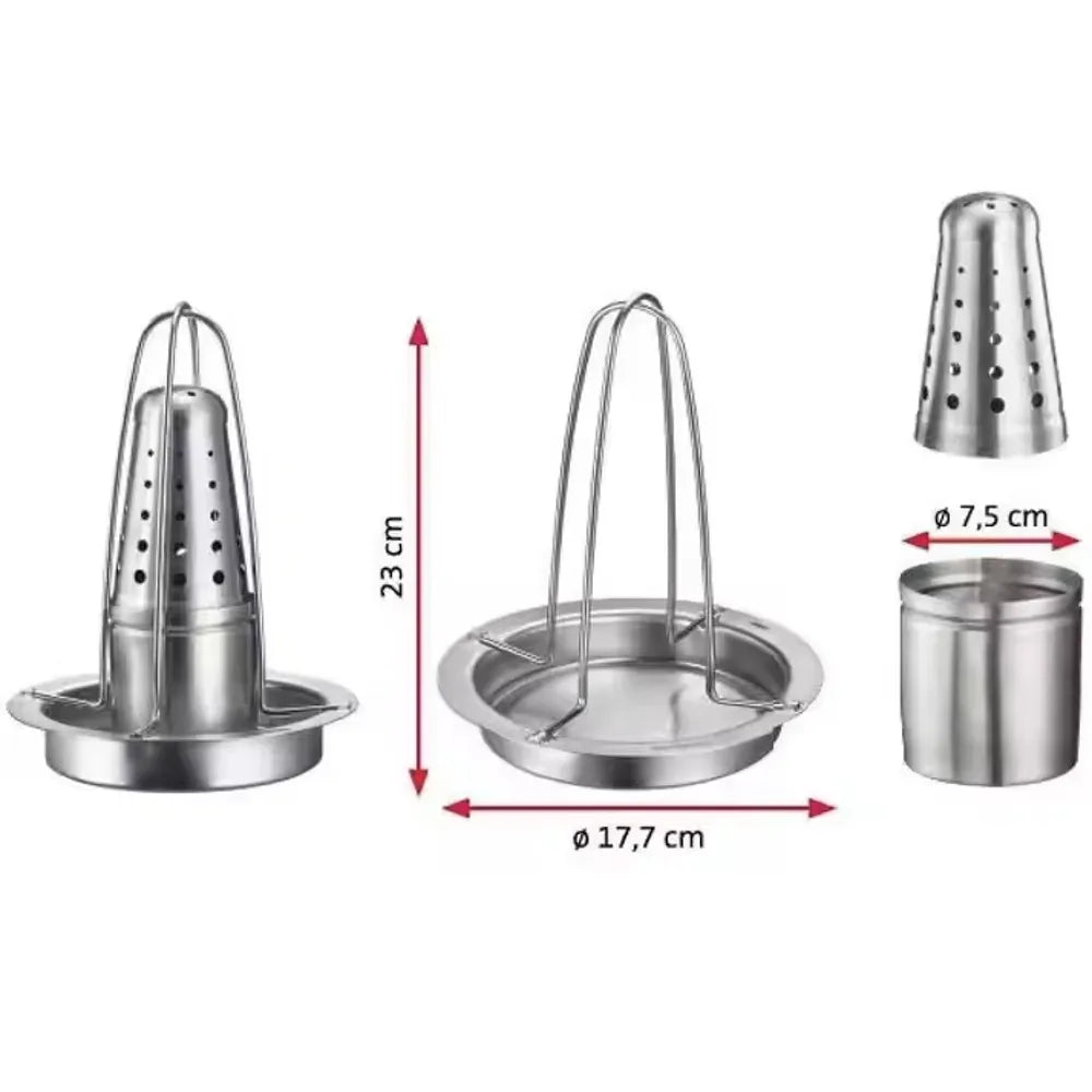 Asador vertical de pollo de acero inoxidable para horno de barbacoa, soporte para asar pollo en casa y camping, diseño práctico de fácil montaje, estructura estable - maxia market