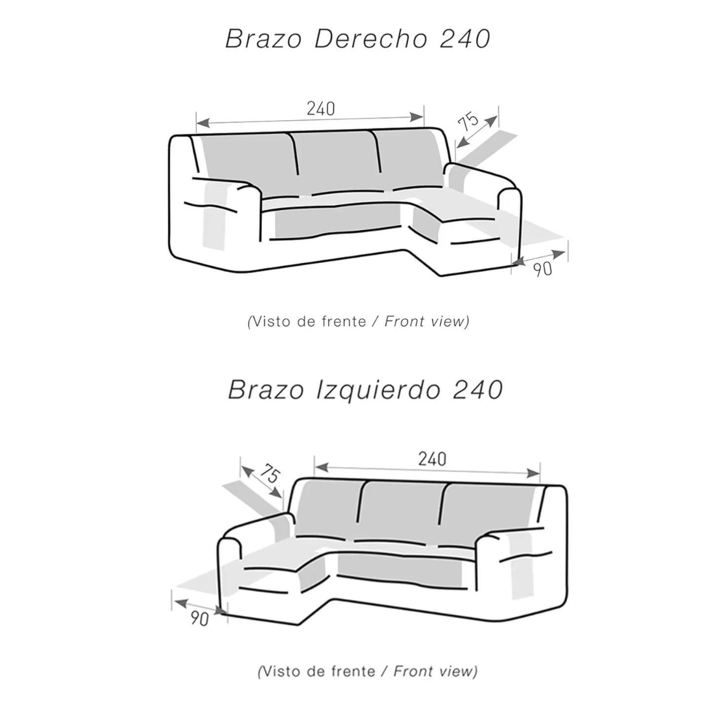 Nueva Funda de Sofá Chaise Longue ALMERITEX 2000 — Protector Reversible Acolchado 100% Poliéster, Fácil de Limpiar, Apta para Sofás de hasta 300 cm de Ancho, Perfecta para Protección de Mascotas y Decoración con Diseño Moderno.