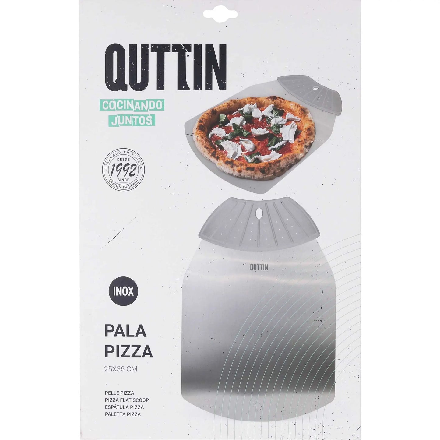 Quttin - pala para pizza de acero 25x36 cm - diseño práctico, duradero y fácil de limpiar