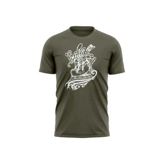 Military Green Short Sleeve Men's T-Shirt ROX - 50% Cotton 50% Polyester, Straight Hem, Ideal for Casual Wear, Sports or Parties, Comfortable and Breathable.