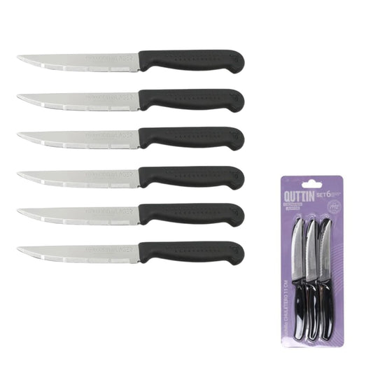 Quttin - set of 6 sierra practic knives 11cm – precise and durable cutting - steak knife