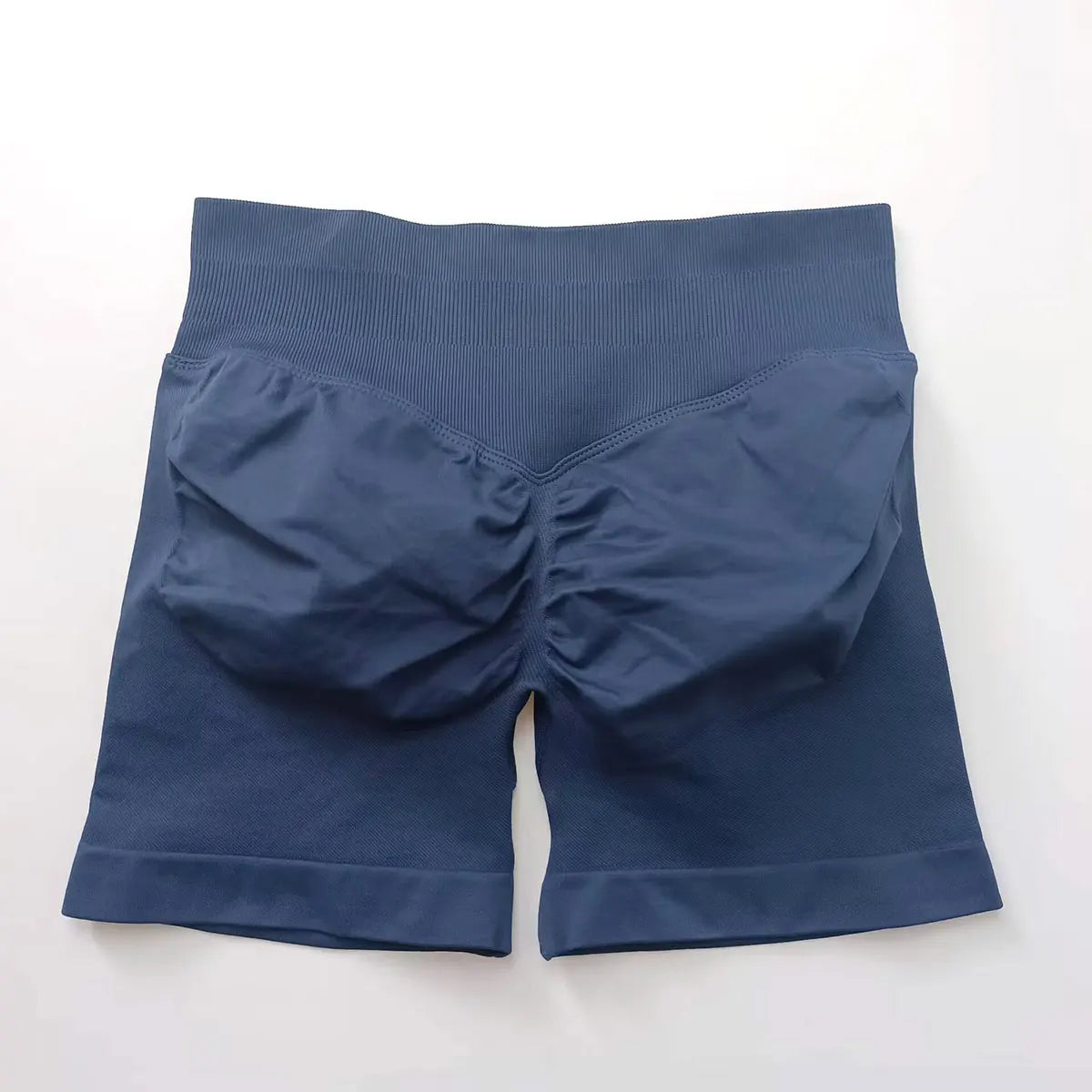 NCLAGEN Shorts de Impacto 4,5" Mujer Fitness Deportivo Ciclista Banda Acanalada Baja Gimnasio Entrenamiento Yoga Sin Costuras