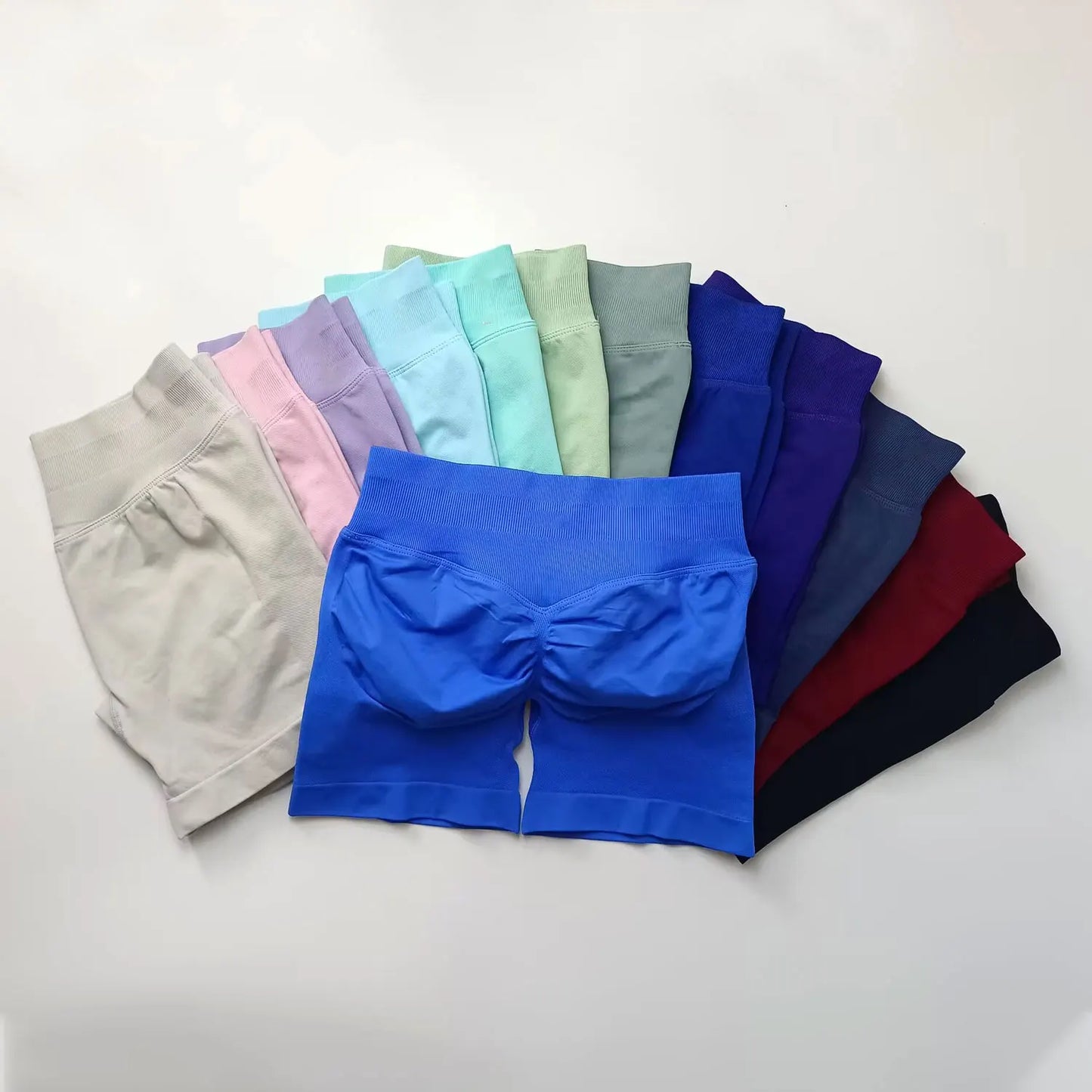 NCLAGEN Shorts de Impacto 4,5" Mujer Fitness Deportivo Ciclista Banda Acanalada Baja Gimnasio Entrenamiento Yoga Sin Costuras
