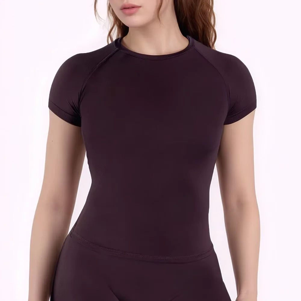 Camiseta Deportiva NCLAGEN para Mujer Top de Manga Corta Fitness Yoga Gimnasio Secado Rápido Transpirable