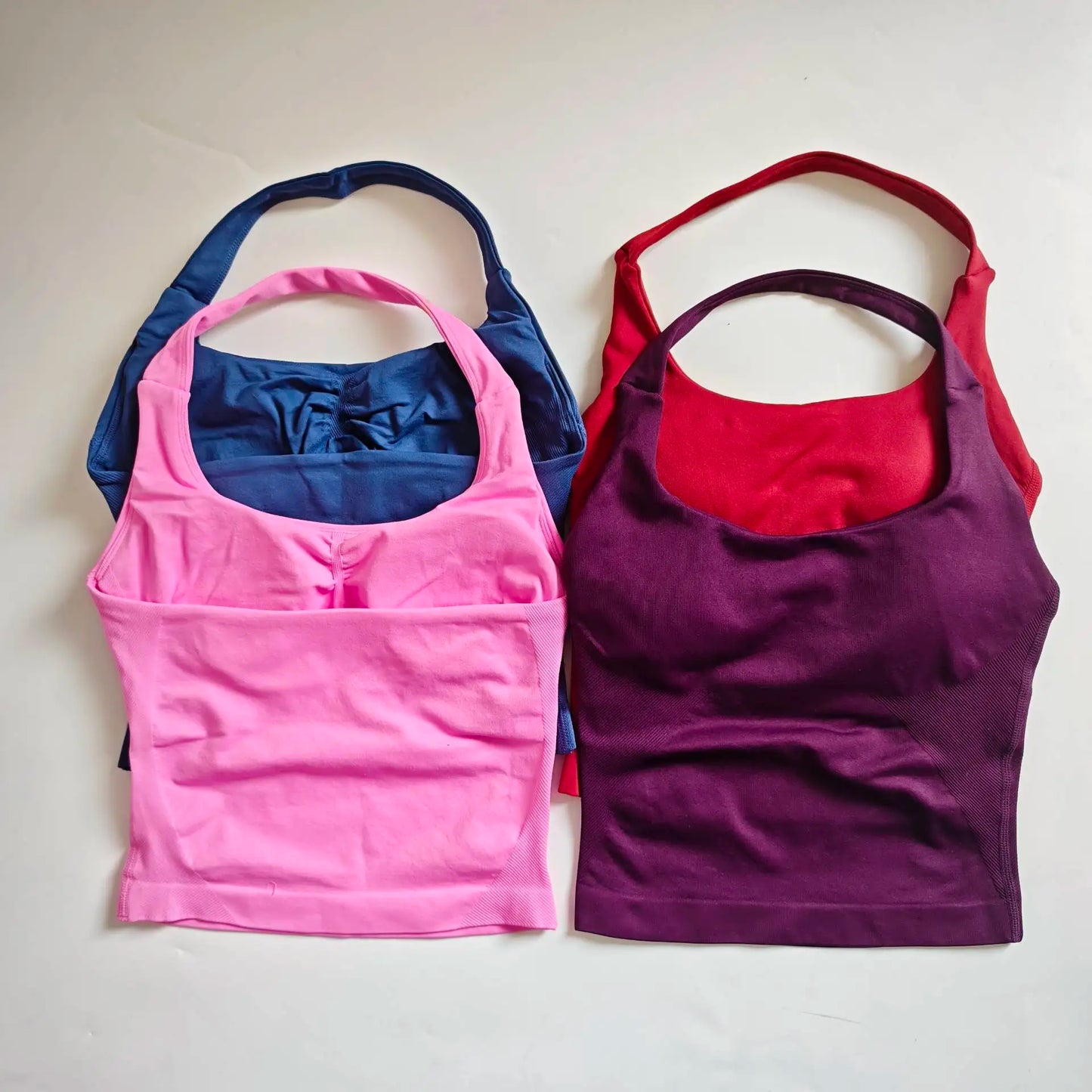 Top Halter NCLAGEN para Mujer, Espalda Abierta, Sin Costuras, Longline con Relleno, Ideal para Yoga, Fitness, Entrenamiento y Running - Ropa Deportiva Femenina