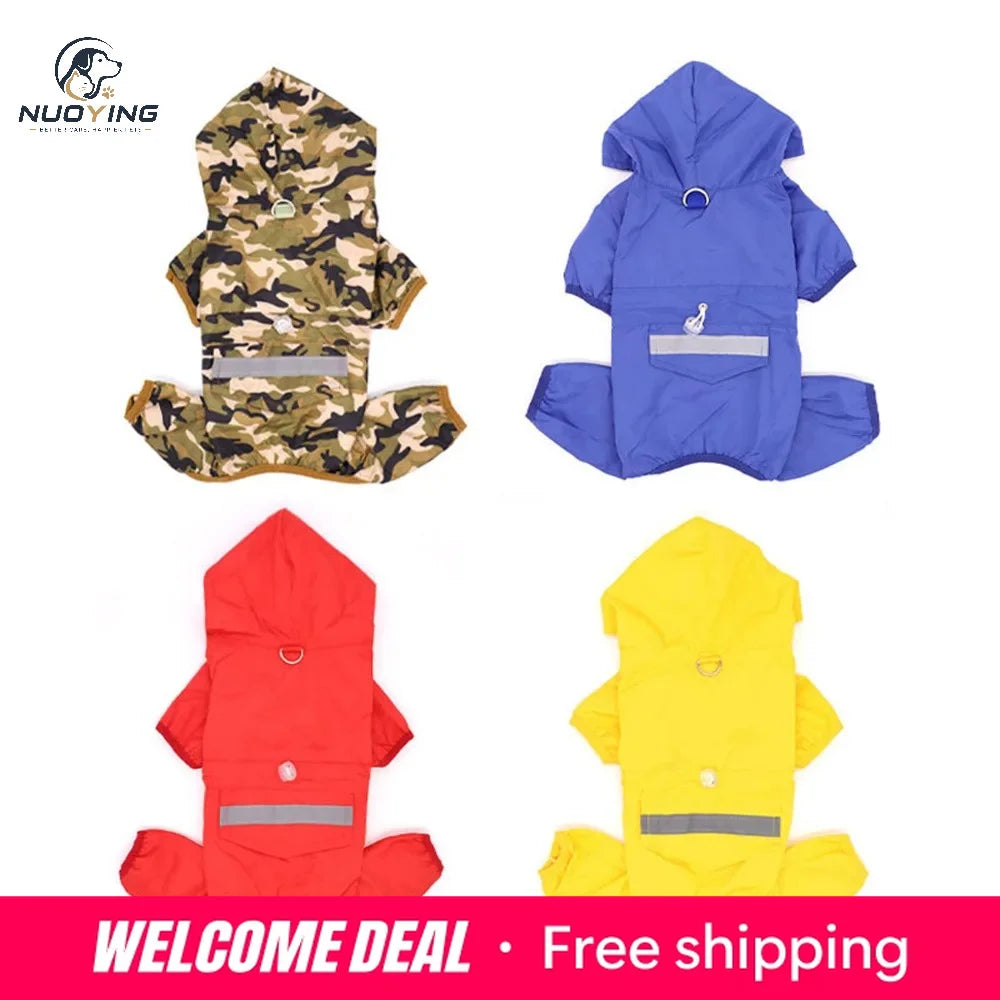 Impermeable para Perros con Capucha, Mono de Lluvia Reflectante con Malla Transpirable, Poncho Ligero para Cachorros Pequeños para Uso en Exteriores