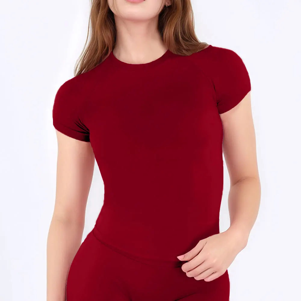 Camiseta Deportiva NCLAGEN para Mujer Top de Manga Corta Fitness Yoga Gimnasio Secado Rápido Transpirable