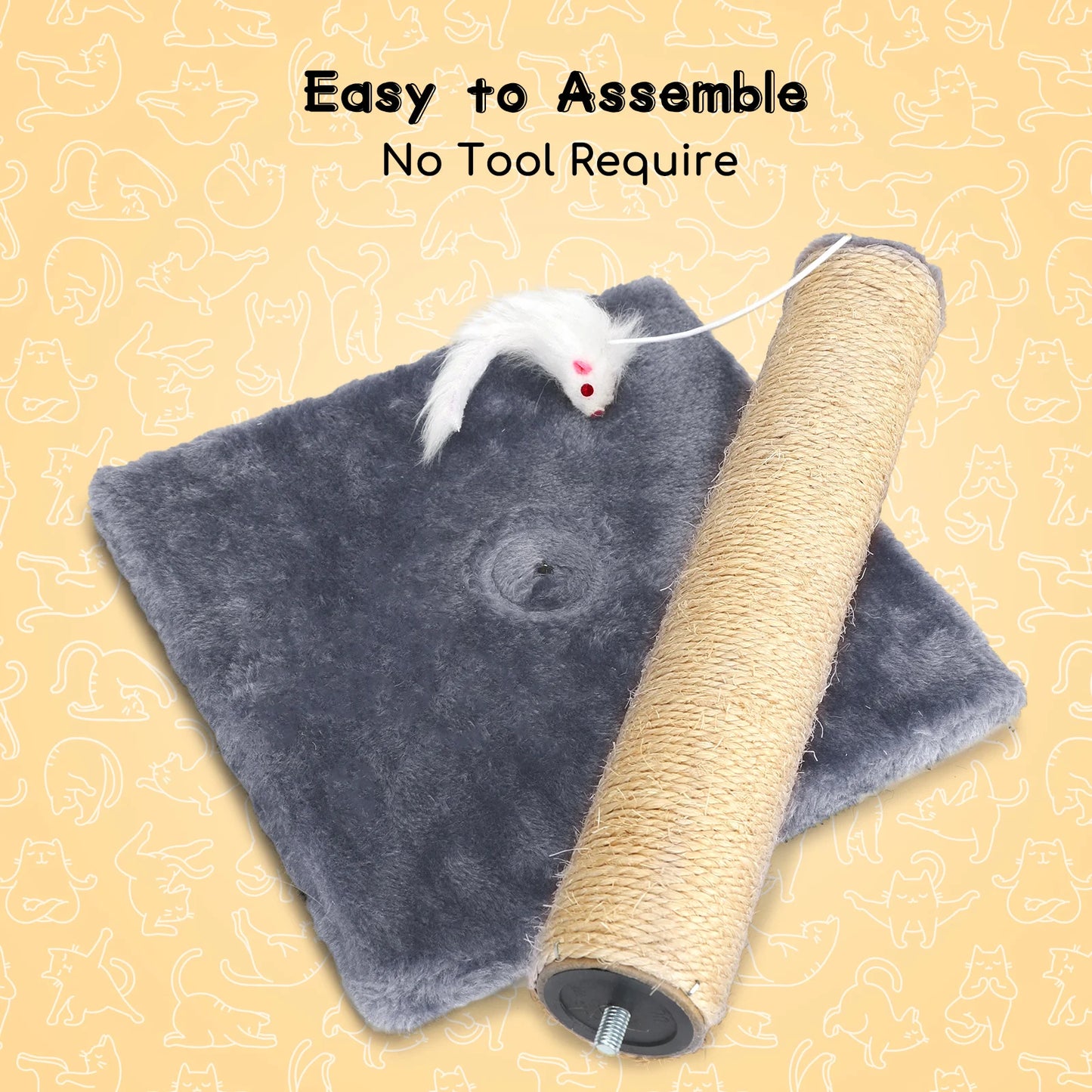 Árbol rascador para gatos Nobleza Natural de sisal, poste rascador de sisal con juguete, pequeño, color gris. 25 × 25 × 35 cm