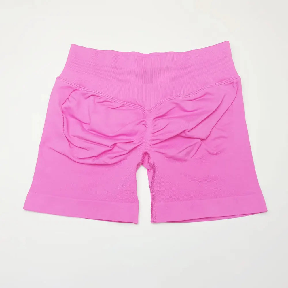 NCLAGEN Shorts de Impacto 4,5" Mujer Fitness Deportivo Ciclista Banda Acanalada Baja Gimnasio Entrenamiento Yoga Sin Costuras