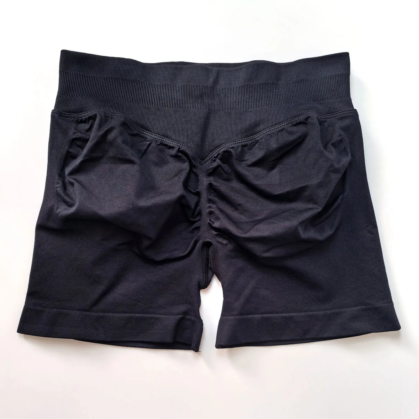 NCLAGEN Shorts de Impacto 4,5" Mujer Fitness Deportivo Ciclista Banda Acanalada Baja Gimnasio Entrenamiento Yoga Sin Costuras