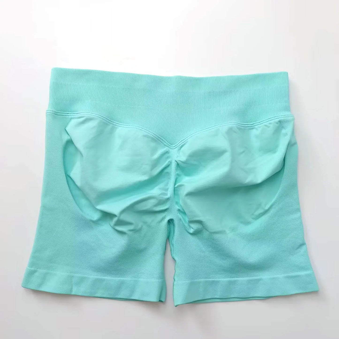 NCLAGEN Shorts de Impacto 4,5" Mujer Fitness Deportivo Ciclista Banda Acanalada Baja Gimnasio Entrenamiento Yoga Sin Costuras