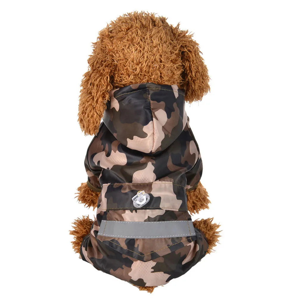 Impermeable para Perros con Capucha, Mono de Lluvia Reflectante con Malla Transpirable, Poncho Ligero para Cachorros Pequeños para Uso en Exteriores