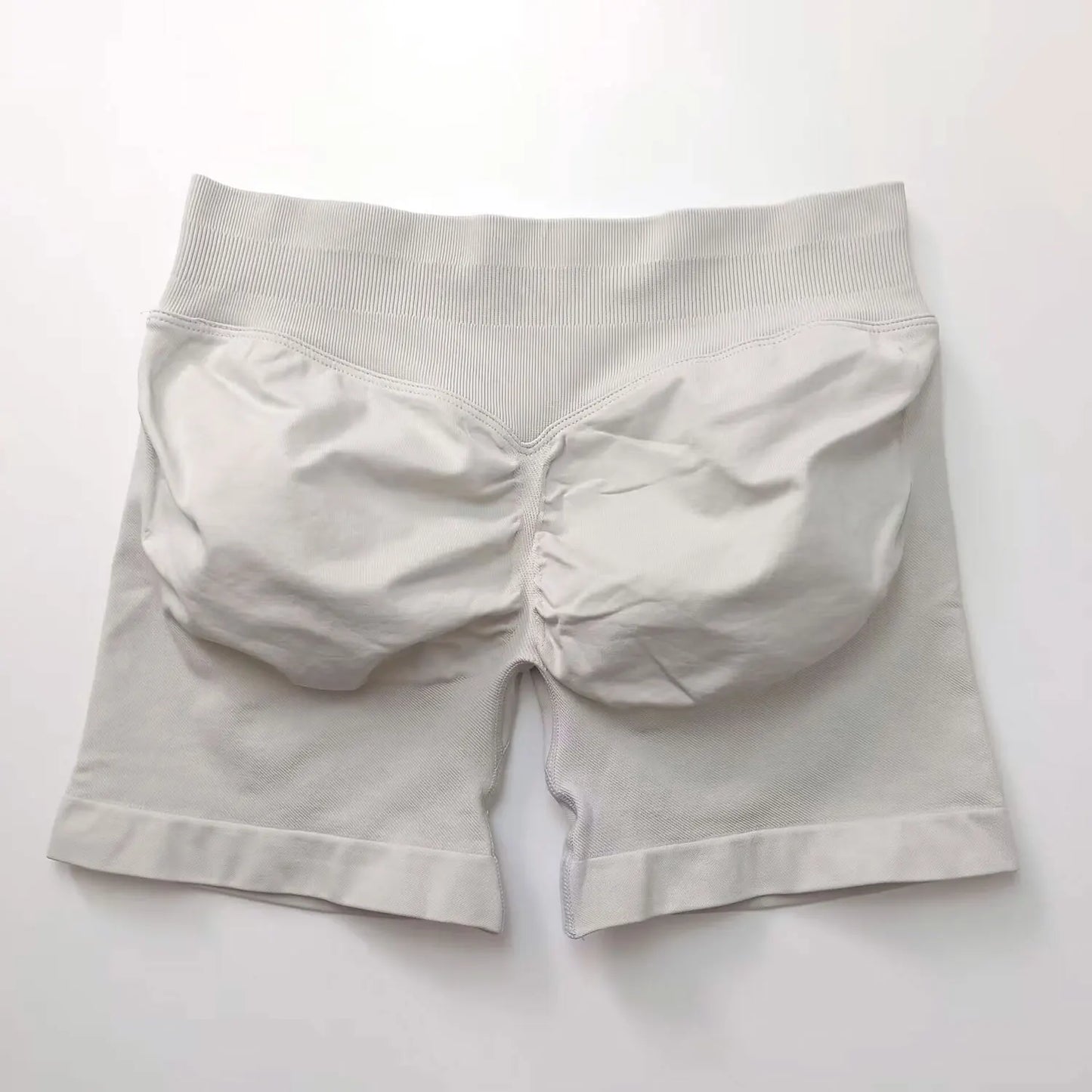 NCLAGEN Shorts de Impacto 4,5" Mujer Fitness Deportivo Ciclista Banda Acanalada Baja Gimnasio Entrenamiento Yoga Sin Costuras