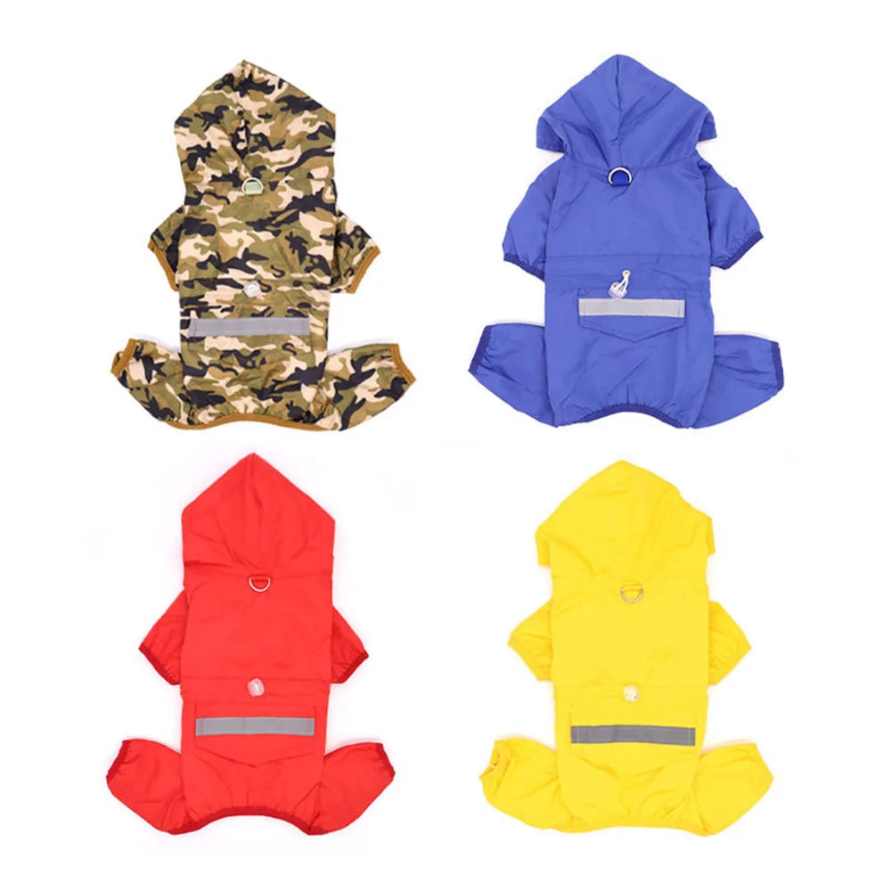 Impermeable para Perros con Capucha, Mono de Lluvia Reflectante con Malla Transpirable, Poncho Ligero para Cachorros Pequeños para Uso en Exteriores