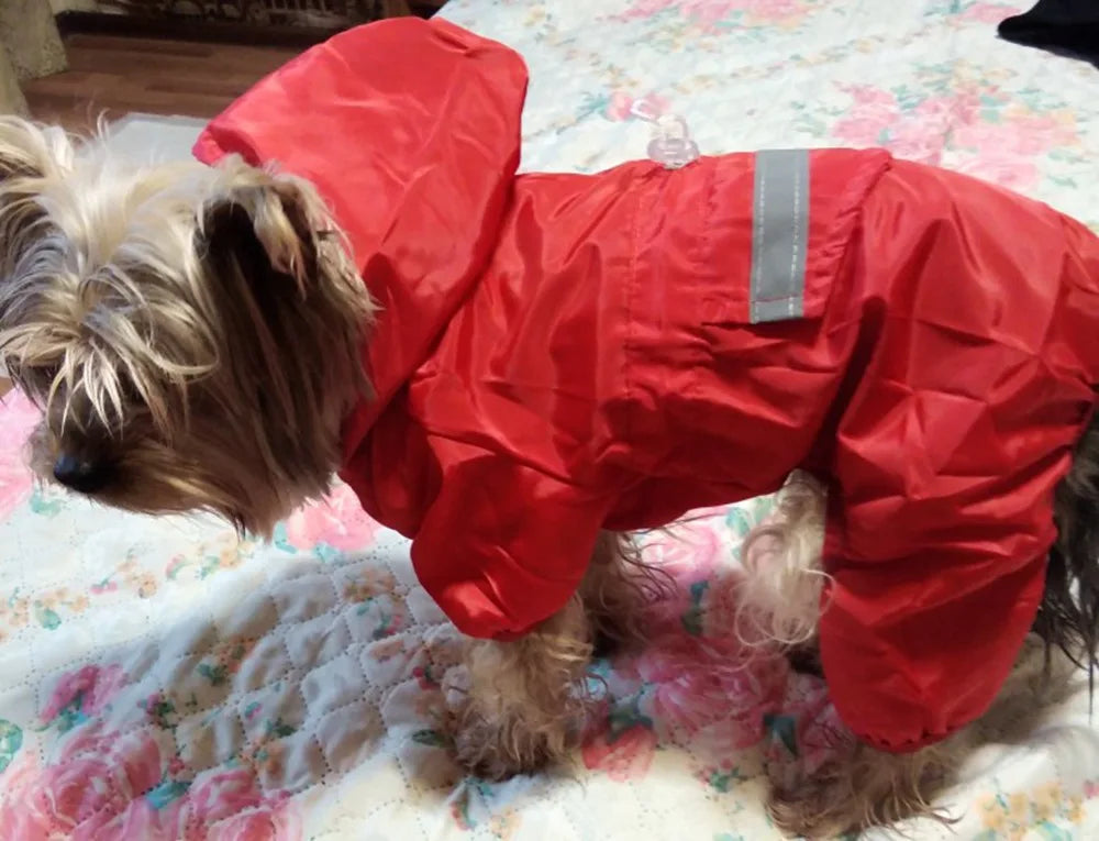 Impermeable para Perros con Capucha, Mono de Lluvia Reflectante con Malla Transpirable, Poncho Ligero para Cachorros Pequeños para Uso en Exteriores