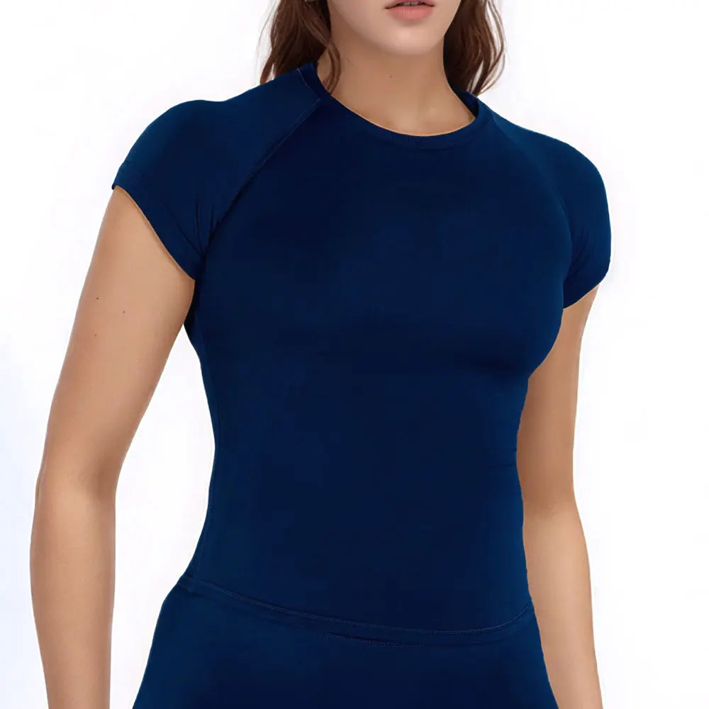Camiseta Deportiva NCLAGEN para Mujer Top de Manga Corta Fitness Yoga Gimnasio Secado Rápido Transpirable