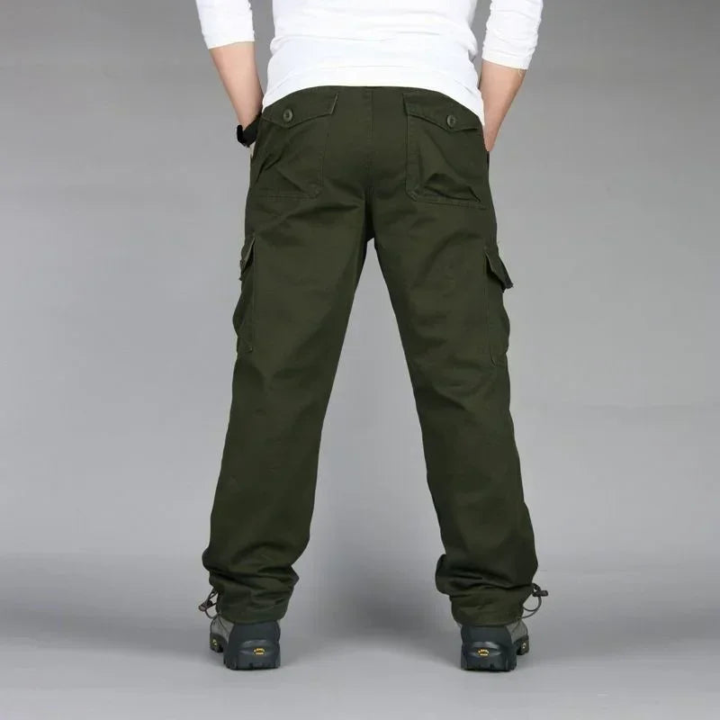Women's Hiking and Camping Pants - Cotton Cargo, Straight Overalls with Multiple Pockets, Loose Military Style