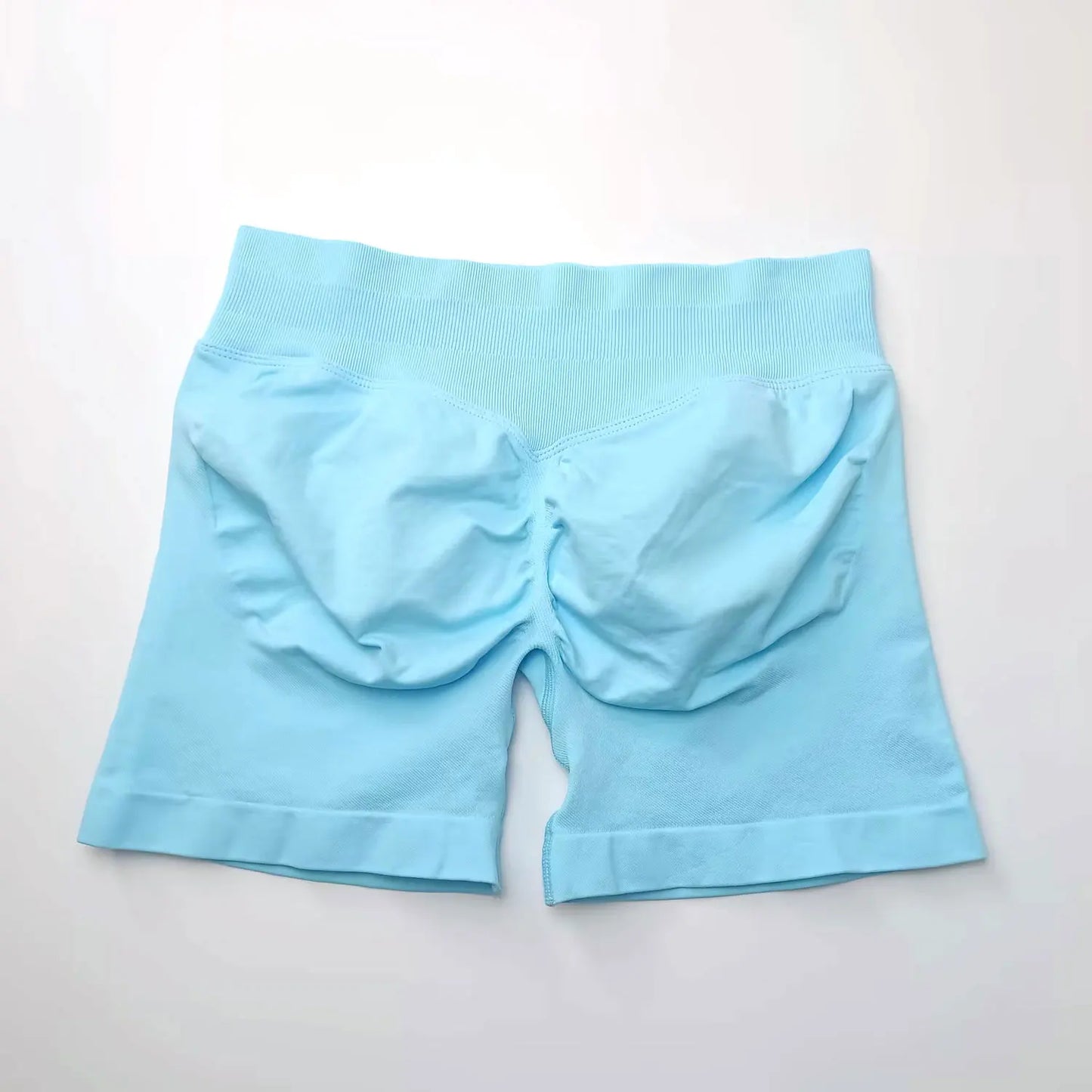 NCLAGEN Shorts de Impacto 4,5" Mujer Fitness Deportivo Ciclista Banda Acanalada Baja Gimnasio Entrenamiento Yoga Sin Costuras