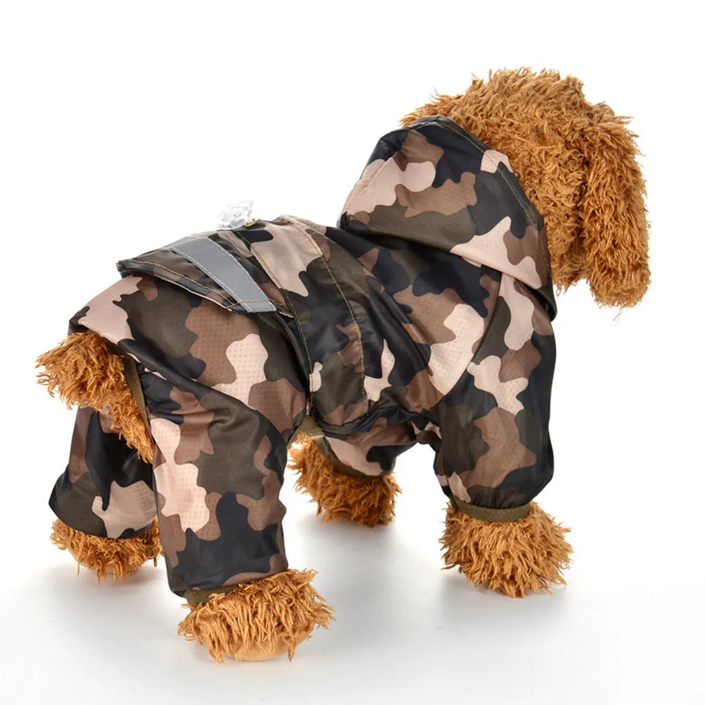 Impermeable para Perros con Capucha, Mono de Lluvia Reflectante con Malla Transpirable, Poncho Ligero para Cachorros Pequeños para Uso en Exteriores