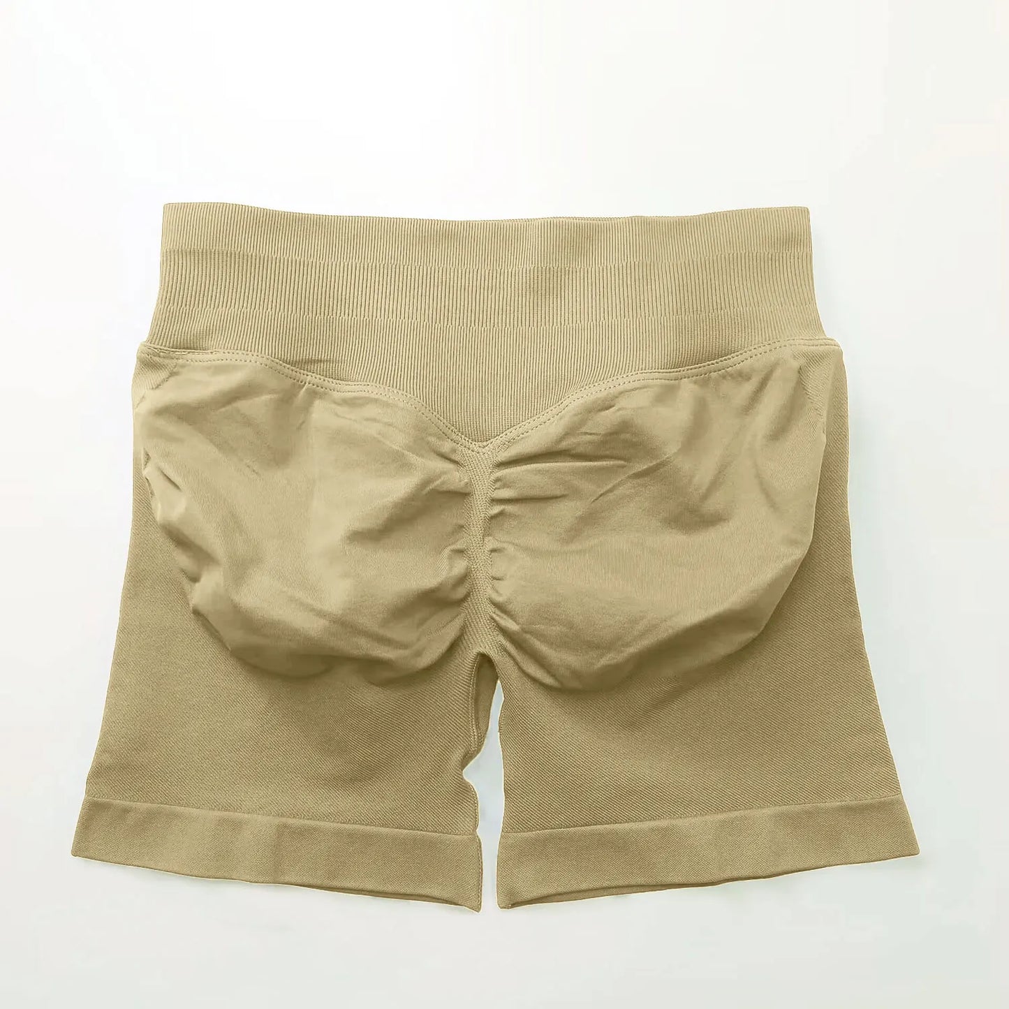 NCLAGEN Shorts de Impacto 4,5" Mujer Fitness Deportivo Ciclista Banda Acanalada Baja Gimnasio Entrenamiento Yoga Sin Costuras