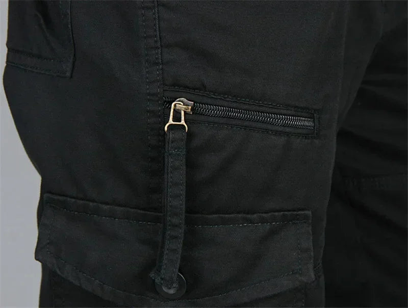 Men's Hiking and Camping Cargo Pants, Cotton, Loose Bib with Multiple Pockets, Straight Leg Pants, Casual Outdoor, Military Style