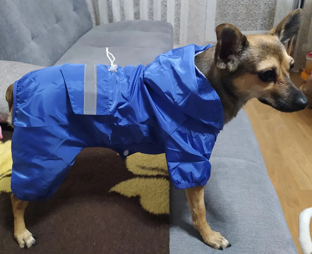 Impermeable para Perros con Capucha, Mono de Lluvia Reflectante con Malla Transpirable, Poncho Ligero para Cachorros Pequeños para Uso en Exteriores