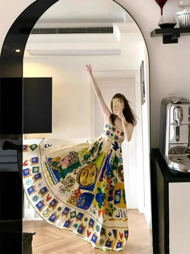 Vestido Maxi Palabra de Honor para Mujer 2026 - Vestido Largo sin Tirantes para Playa, Fiesta y Vacaciones, Estilo Boho Suelto, Tallas S-3XL