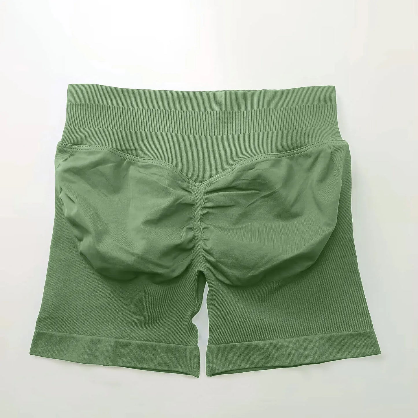 NCLAGEN Shorts de Impacto 4,5" Mujer Fitness Deportivo Ciclista Banda Acanalada Baja Gimnasio Entrenamiento Yoga Sin Costuras