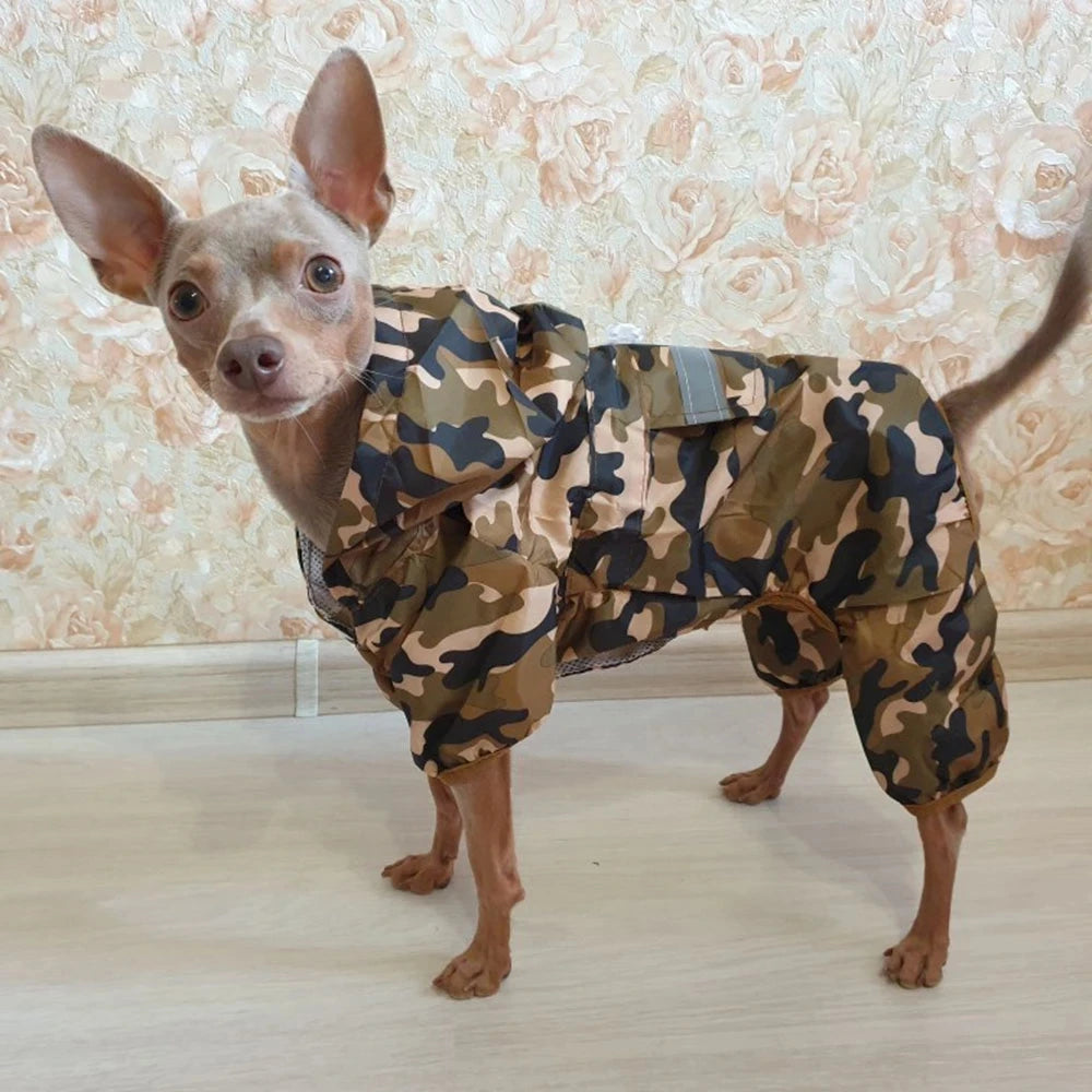 Impermeable para Perros con Capucha, Mono de Lluvia Reflectante con Malla Transpirable, Poncho Ligero para Cachorros Pequeños para Uso en Exteriores