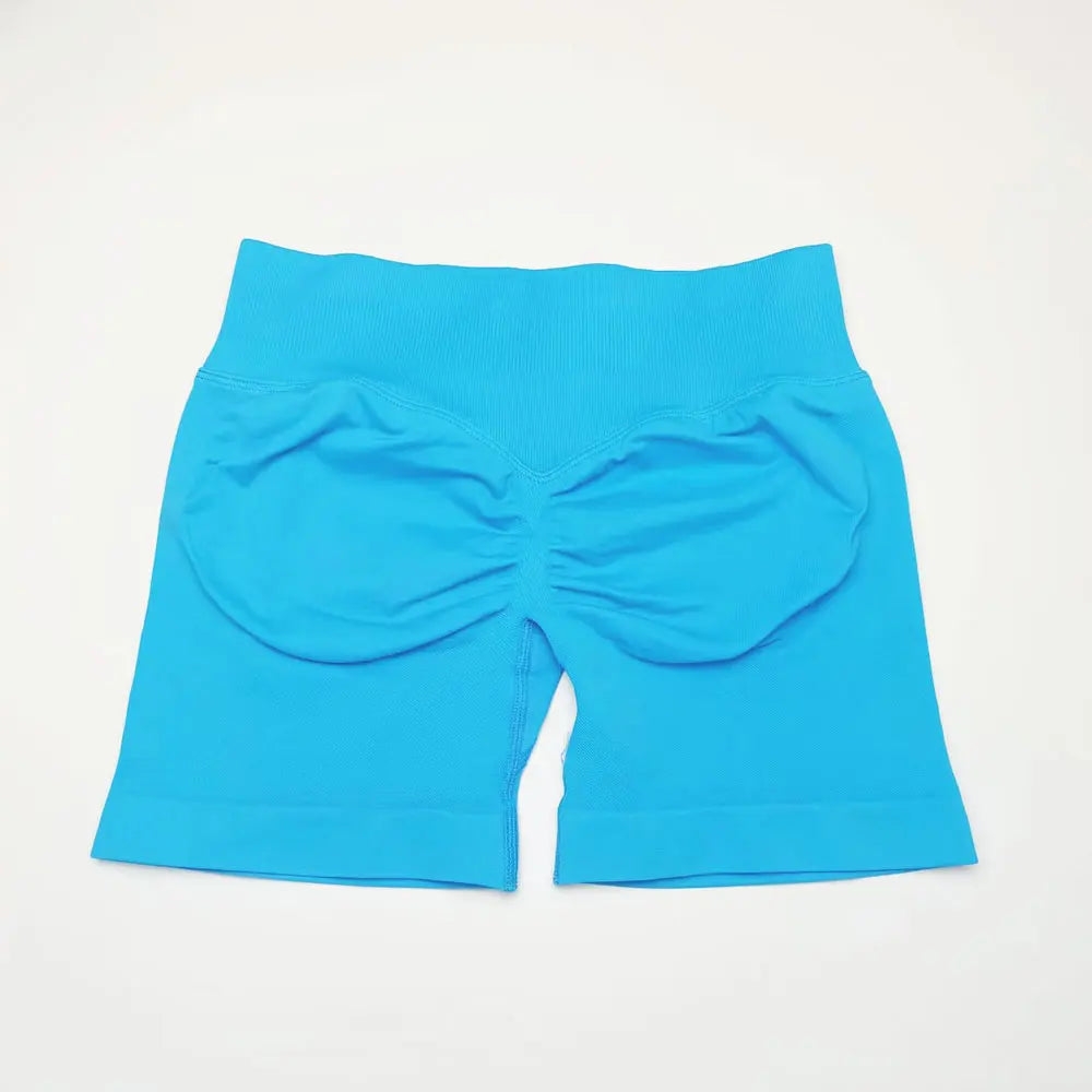 NCLAGEN Shorts de Impacto 4,5" Mujer Fitness Deportivo Ciclista Banda Acanalada Baja Gimnasio Entrenamiento Yoga Sin Costuras