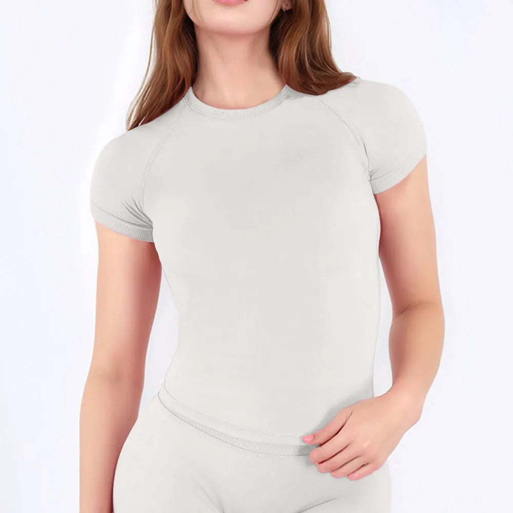 Camiseta Deportiva NCLAGEN para Mujer Top de Manga Corta Fitness Yoga Gimnasio Secado Rápido Transpirable