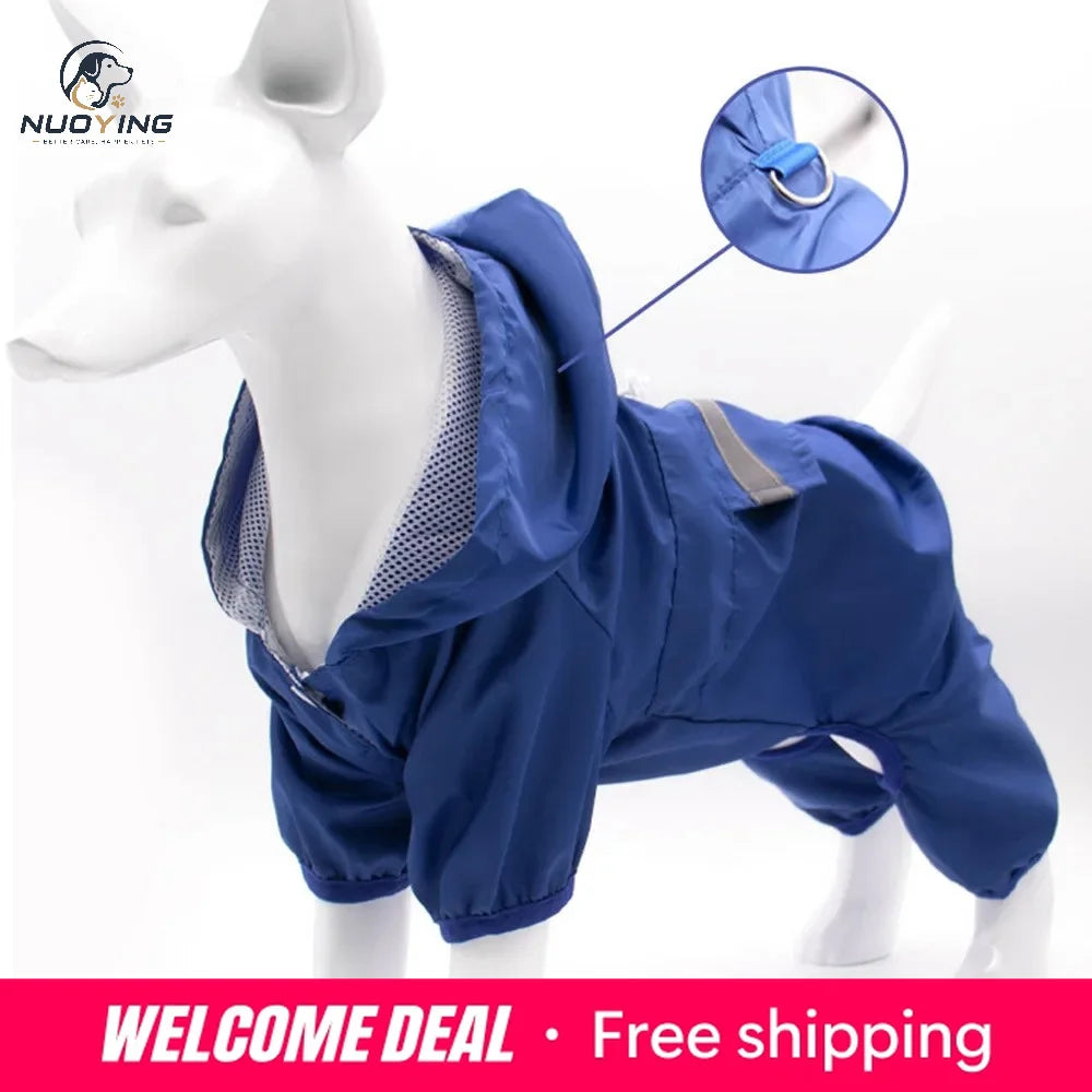 Impermeable para Perros con Capucha, Mono de Lluvia Reflectante con Malla Transpirable, Poncho Ligero para Cachorros Pequeños para Uso en Exteriores