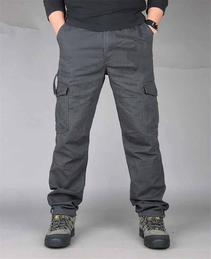 Women's Hiking and Camping Pants - Cotton Cargo, Straight Overalls with Multiple Pockets, Loose Military Style