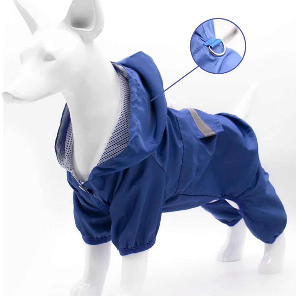 Impermeable para Perros con Capucha, Mono de Lluvia Reflectante con Malla Transpirable, Poncho Ligero para Cachorros Pequeños para Uso en Exteriores