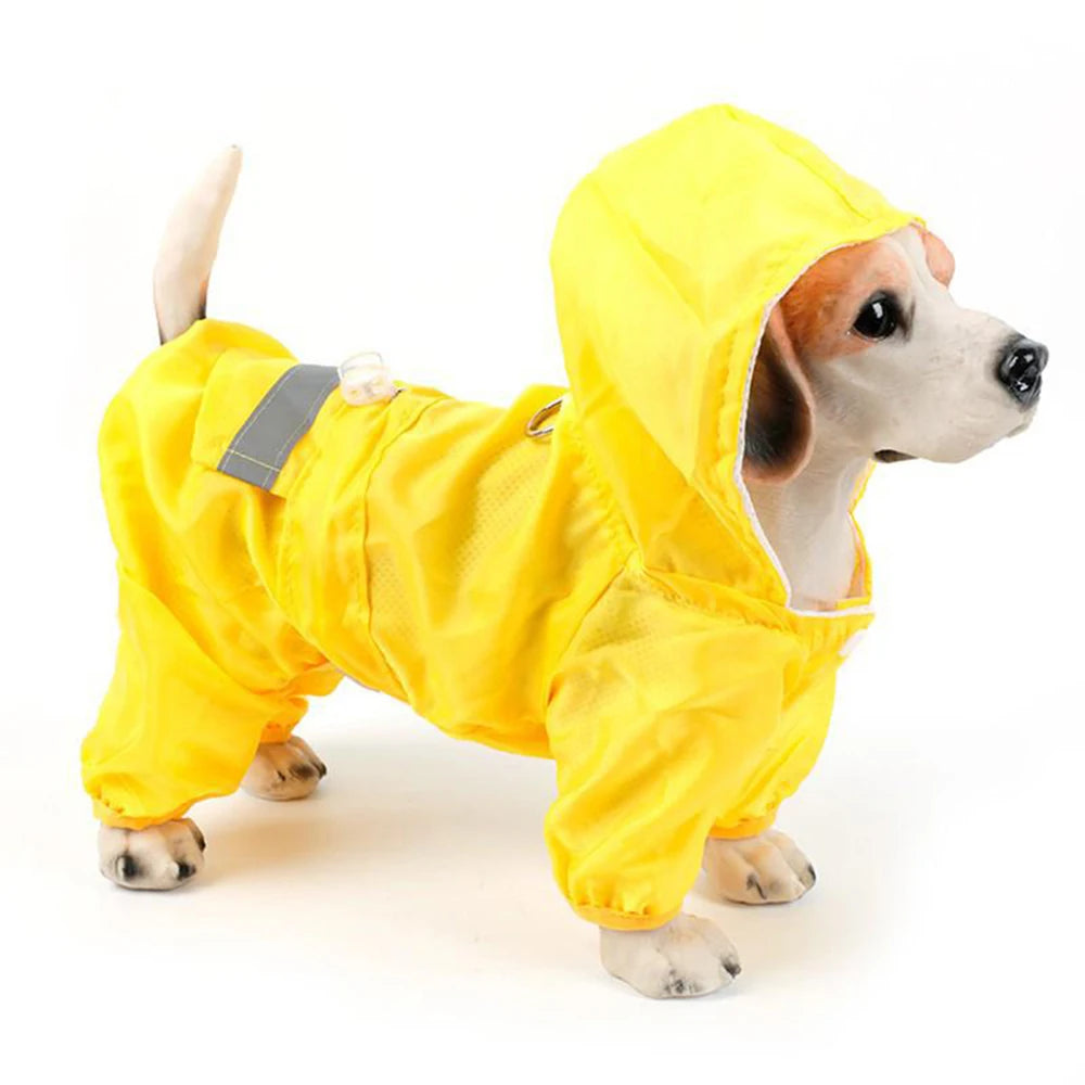 Impermeable para Perros con Capucha, Mono de Lluvia Reflectante con Malla Transpirable, Poncho Ligero para Cachorros Pequeños para Uso en Exteriores