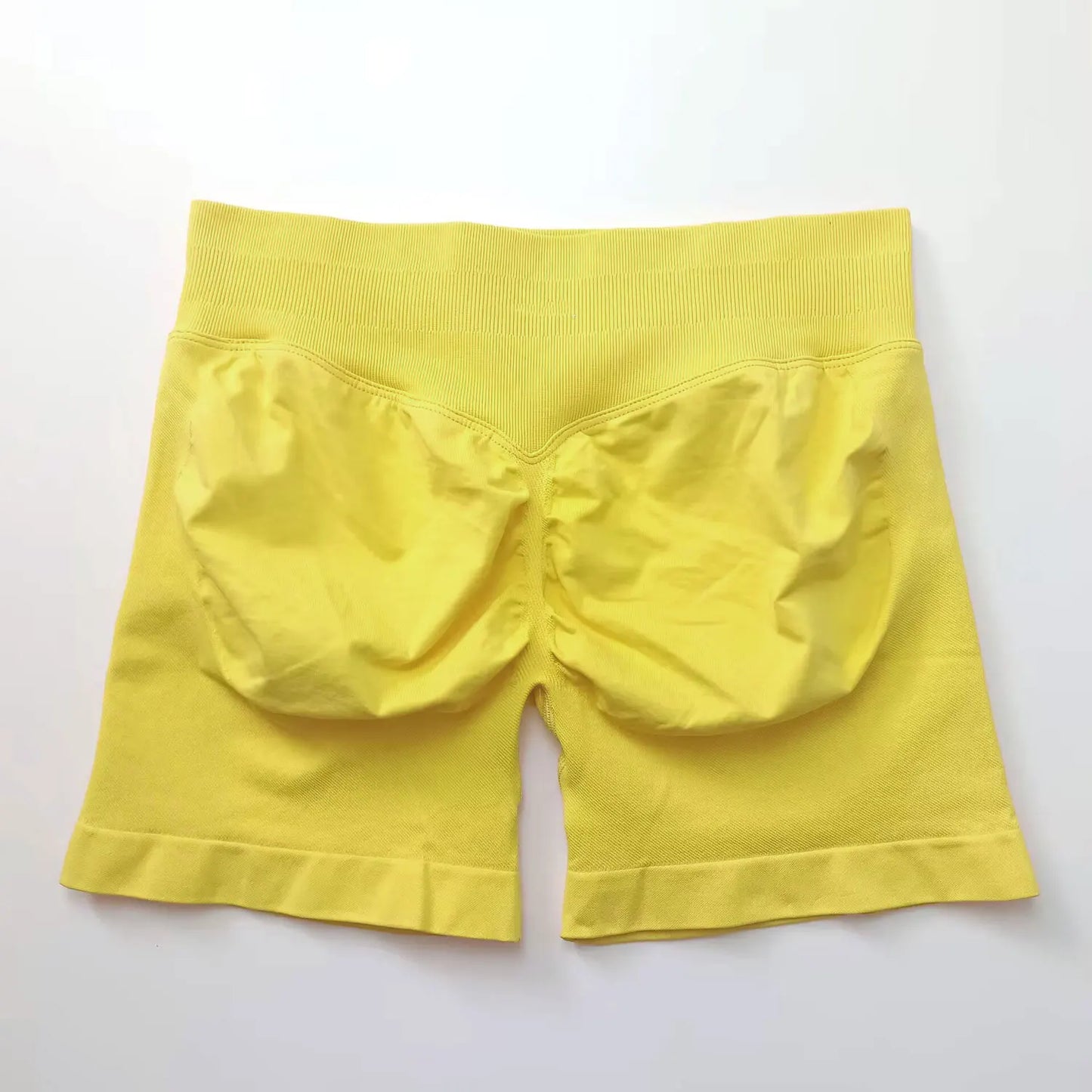 NCLAGEN Shorts de Impacto 4,5" Mujer Fitness Deportivo Ciclista Banda Acanalada Baja Gimnasio Entrenamiento Yoga Sin Costuras