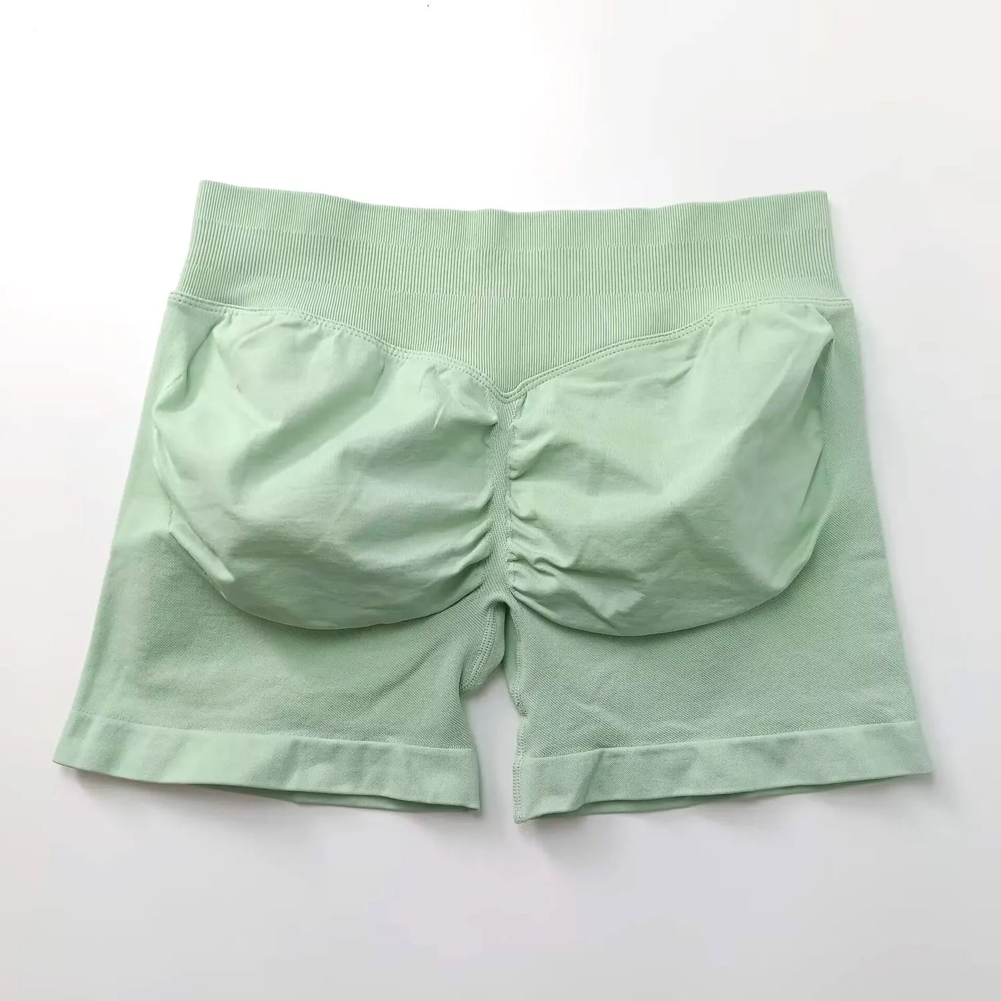 NCLAGEN Shorts de Impacto 4,5" Mujer Fitness Deportivo Ciclista Banda Acanalada Baja Gimnasio Entrenamiento Yoga Sin Costuras