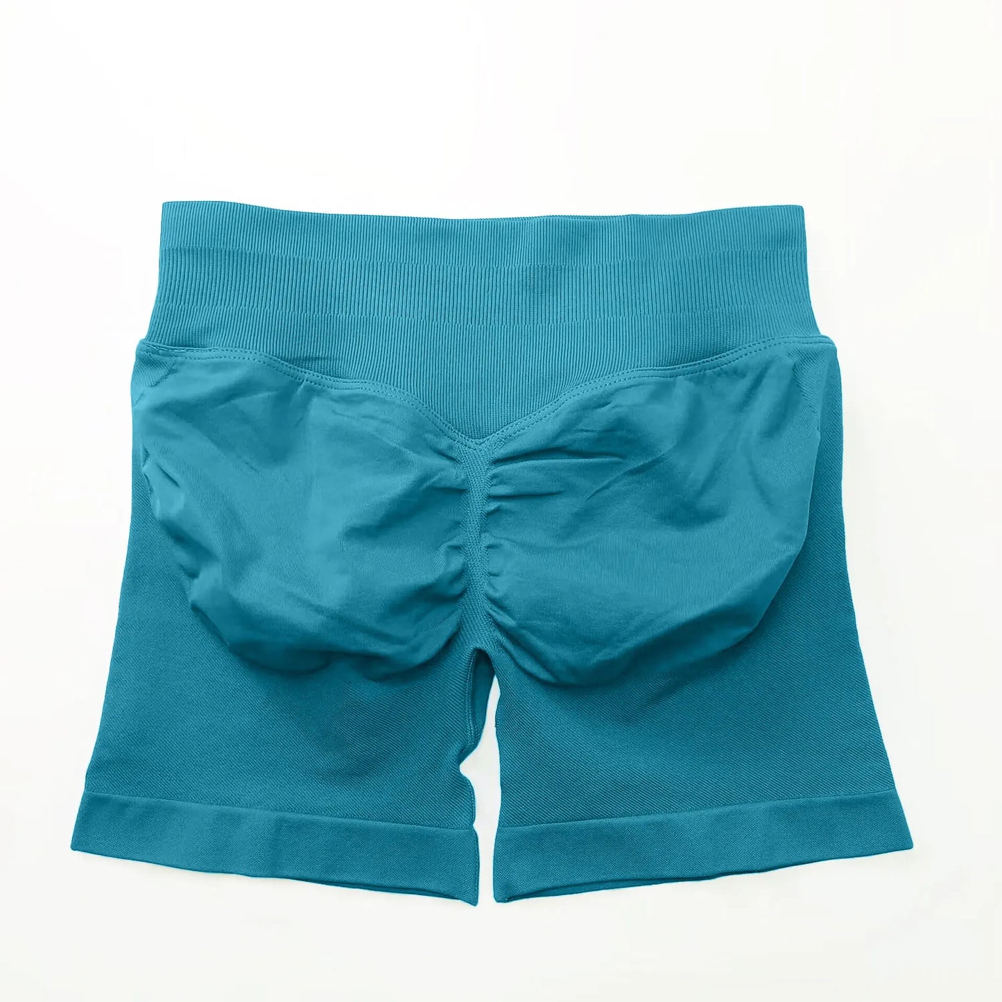 NCLAGEN Shorts de Impacto 4,5" Mujer Fitness Deportivo Ciclista Banda Acanalada Baja Gimnasio Entrenamiento Yoga Sin Costuras
