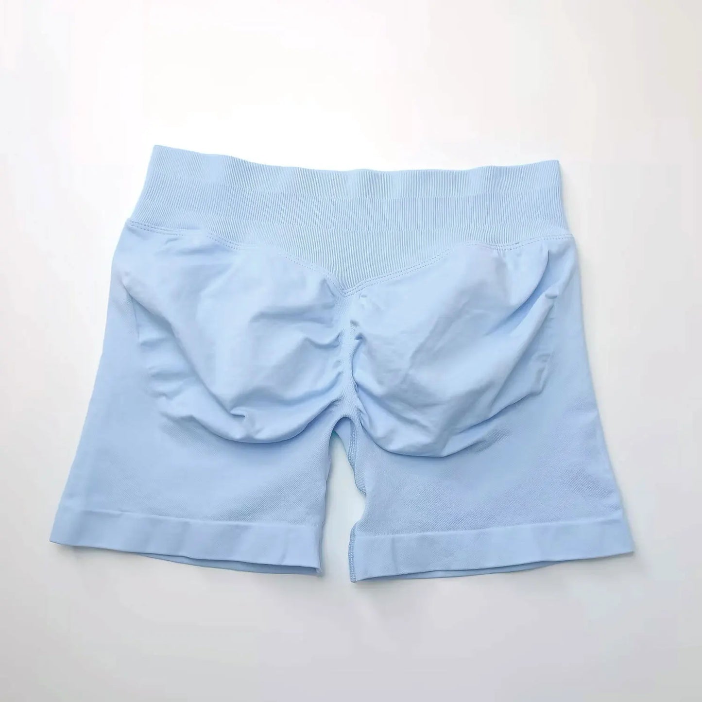 NCLAGEN Shorts de Impacto 4,5" Mujer Fitness Deportivo Ciclista Banda Acanalada Baja Gimnasio Entrenamiento Yoga Sin Costuras